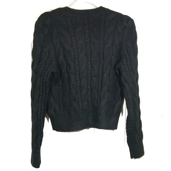 Loft Black Cable Knit Soft Stretch Button Cardigan Medium - Picture 3 of 7